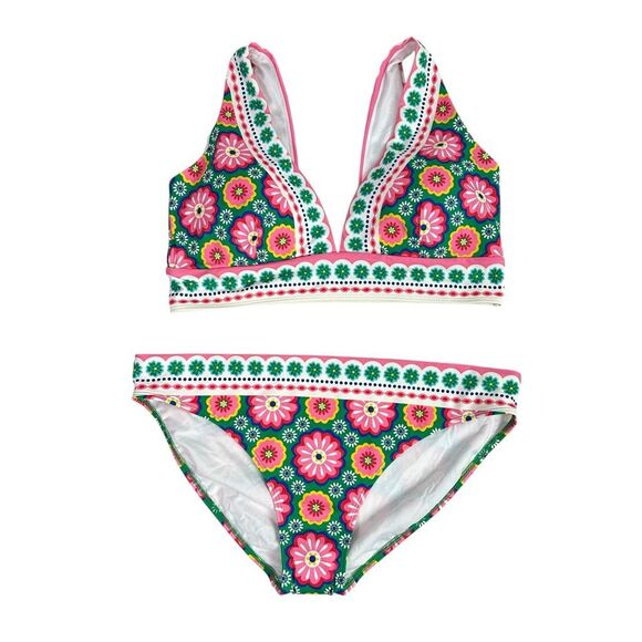 Boden Porto Bikini Bottom and Top size 16-18 Multi Flower Tile - Picture 3 of 12